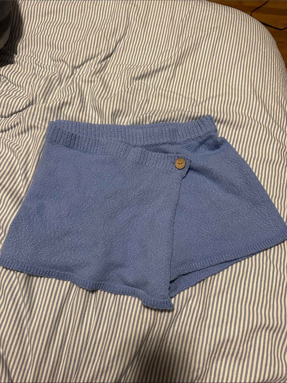 Blue Knit Wrap Skort